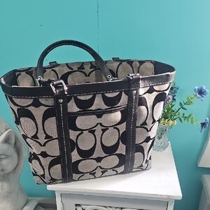 Coach Black and Grey Signature Tote